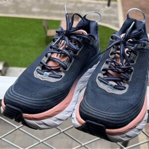 Hoka One One Navy and Pink Athletic Shoes